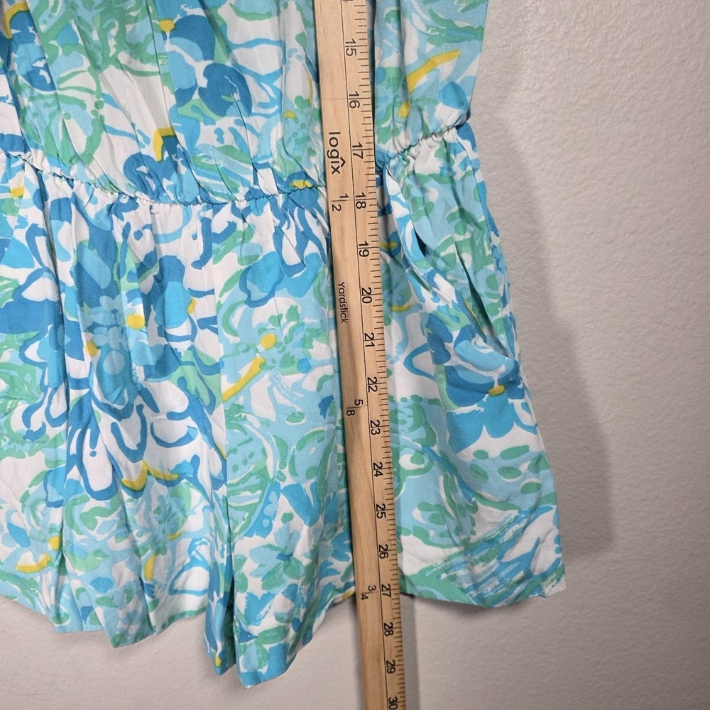 Lilly Pulitzer Tybee In A Pinch Blue Sleeveless Tassel Tie Short Romper XXS - Picture 8 of 14